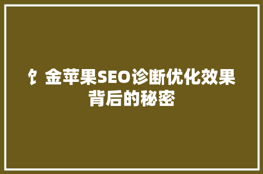 饣金苹果SEO诊断优化效果背后的秘密
