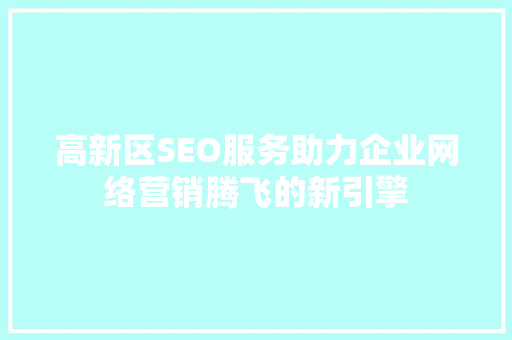 高新区SEO服务助力企业网络营销腾飞的新引擎
