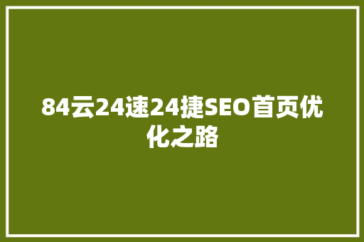 84云24速24捷SEO首页优化之路  第1张