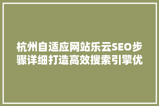 杭州自适应网站乐云SEO步骤详细打造高效搜索引擎优化之路