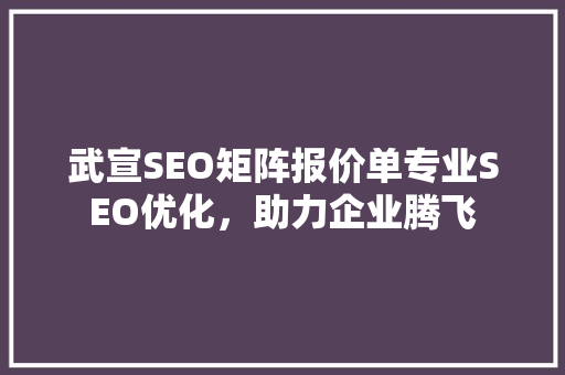 武宣SEO矩阵报价单专业SEO优化，助力企业腾飞
