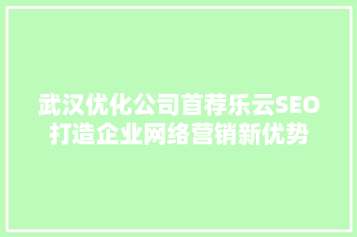 武汉优化公司首荐乐云SEO打造企业网络营销新优势