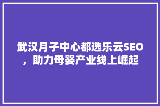 武汉月子中心都选乐云SEO，助力母婴产业线上崛起