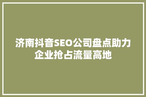 济南抖音SEO公司盘点助力企业抢占流量高地