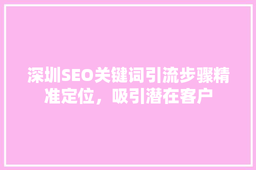 深圳SEO关键词引流步骤精准定位，吸引潜在客户