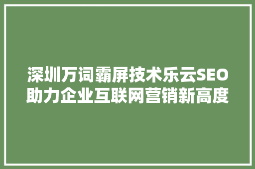 深圳万词霸屏技术乐云SEO助力企业互联网营销新高度