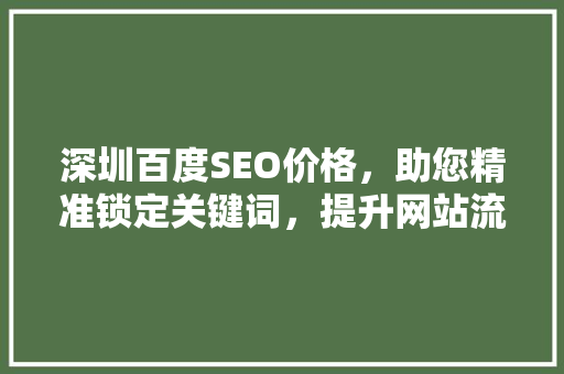 深圳百度SEO价格，助您精准锁定关键词，提升网站流量