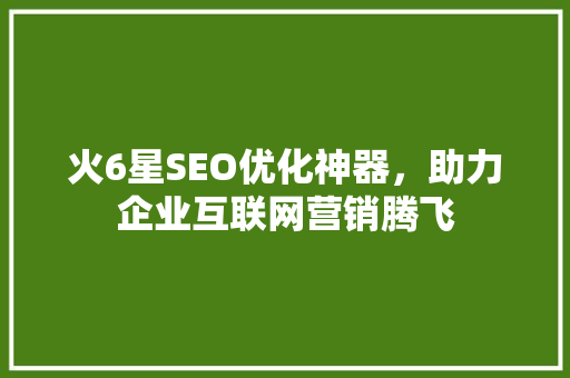 火6星SEO优化神器，助力企业互联网营销腾飞