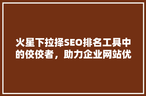 火星下拉择SEO排名工具中的佼佼者，助力企业网站优化之路