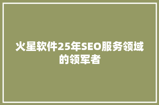 火星软件25年SEO服务领域的领军者