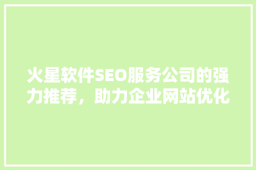 火星软件SEO服务公司的强力推荐，助力企业网站优化之路