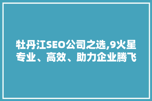 牡丹江SEO公司之选,9火星专业、高效、助力企业腾飞
