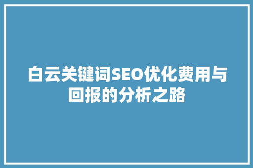白云关键词SEO优化费用与回报的分析之路
