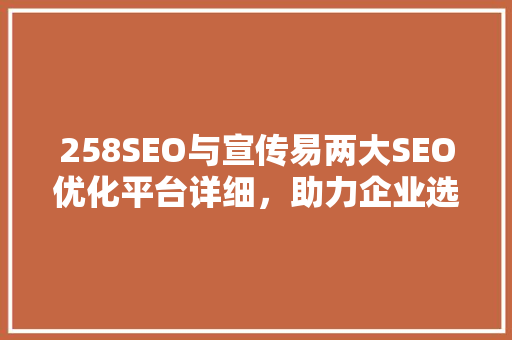 258SEO与宣传易两大SEO优化平台详细，助力企业选择最佳合作伙伴