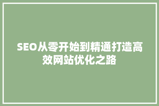 SEO从零开始到精通打造高效网站优化之路