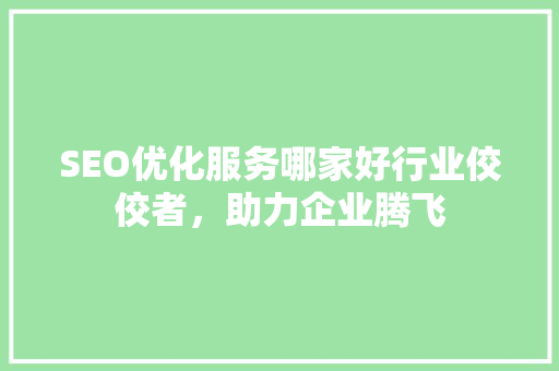 SEO优化服务哪家好行业佼佼者，助力企业腾飞