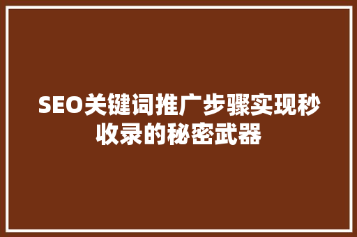 SEO关键词推广步骤实现秒收录的秘密武器