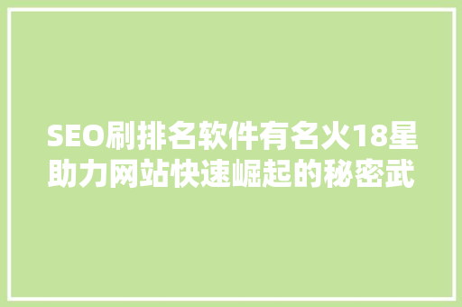 SEO刷排名软件有名火18星助力网站快速崛起的秘密武器