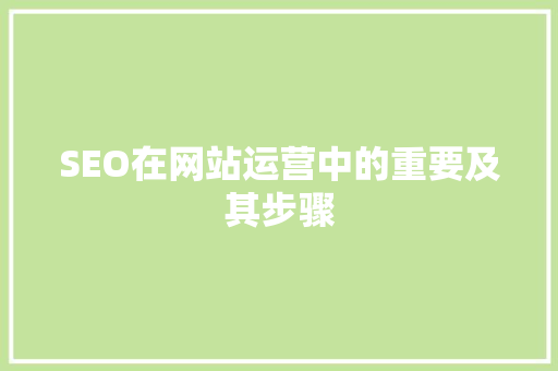 SEO在网站运营中的重要及其步骤