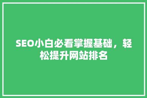 SEO小白必看掌握基础，轻松提升网站排名