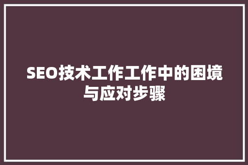 SEO技术工作工作中的困境与应对步骤