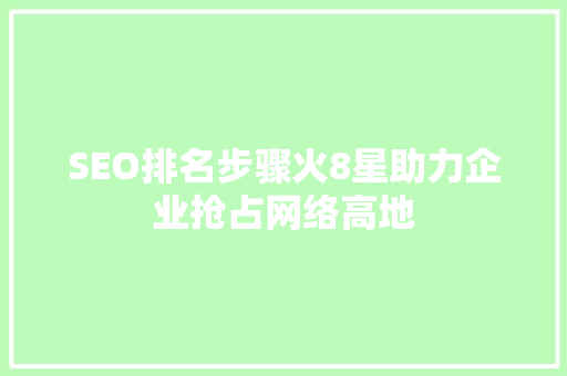 SEO排名步骤火8星助力企业抢占网络高地