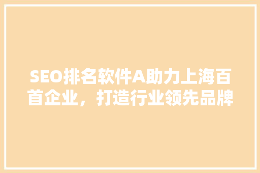 SEO排名软件A助力上海百首企业，打造行业领先品牌