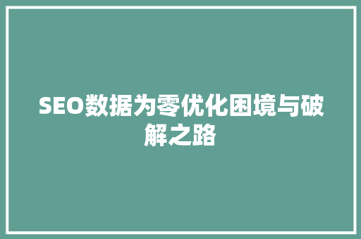 SEO数据为零优化困境与破解之路