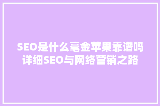 SEO是什么毫金苹果靠谱吗详细SEO与网络营销之路
