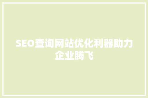 SEO查询网站优化利器助力企业腾飞