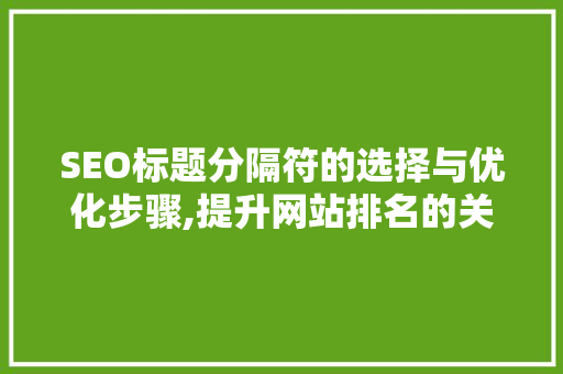 SEO标题分隔符的选择与优化步骤,提升网站排名的关键要素