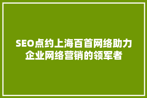 SEO点约上海百首网络助力企业网络营销的领军者
