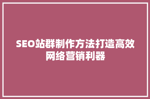 SEO站群制作方法打造高效网络营销利器