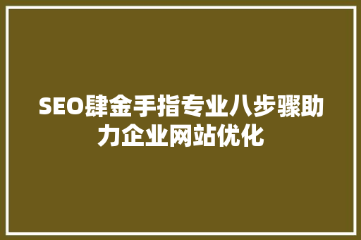 SEO肆金手指专业八步骤助力企业网站优化