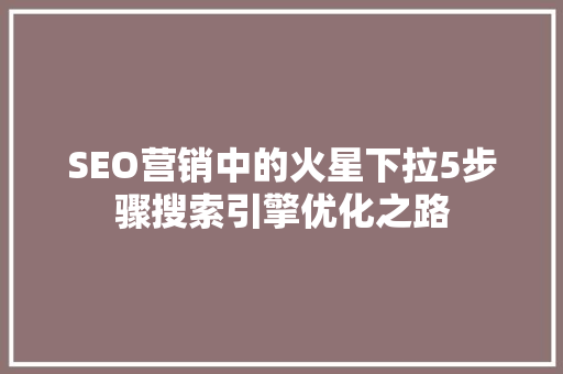 SEO营销中的火星下拉5步骤搜索引擎优化之路