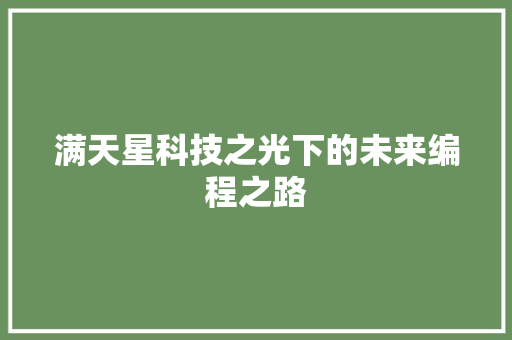 满天星科技之光下的未来编程之路