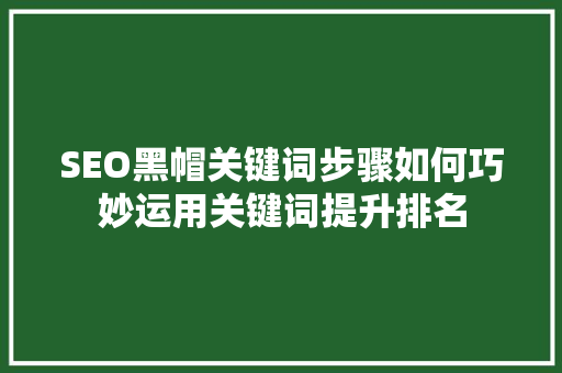SEO黑帽关键词步骤如何巧妙运用关键词提升排名