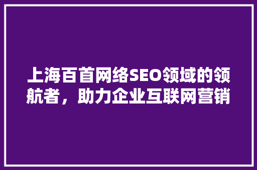 上海百首网络SEO领域的领航者，助力企业互联网营销新篇章