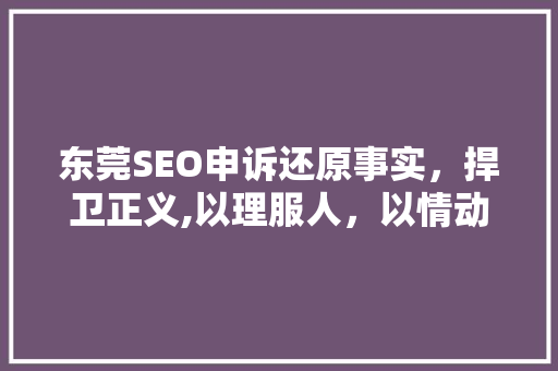 东莞SEO申诉还原事实，捍卫正义,以理服人，以情动人