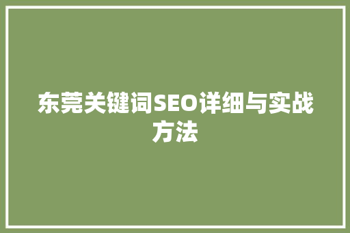 东莞关键词SEO详细与实战方法