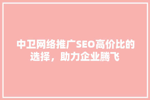 中卫网络推广SEO高价比的选择，助力企业腾飞