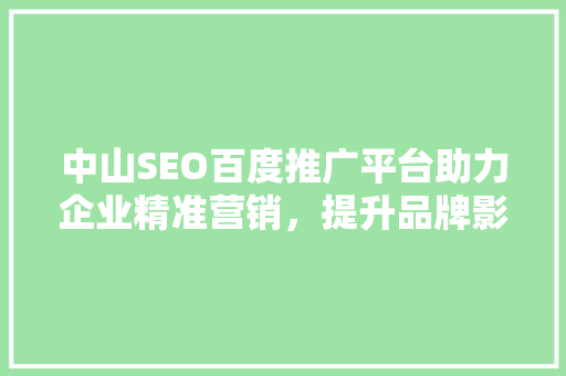 中山SEO百度推广平台助力企业精准营销，提升品牌影响力
