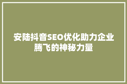 安陆抖音SEO优化助力企业腾飞的神秘力量  第1张