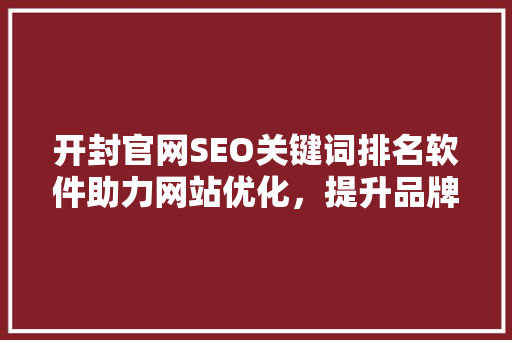 开封官网SEO关键词排名软件助力网站优化，提升品牌影响力