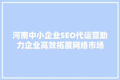 河南中小企业SEO代运营助力企业高效拓展网络市场