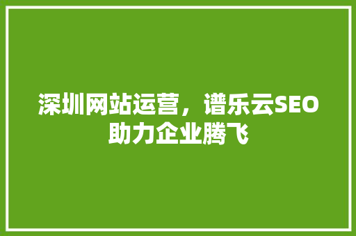 深圳网站运营，谱乐云SEO助力企业腾飞