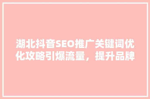 湖北抖音SEO推广关键词优化攻略引爆流量，提升品牌影响力