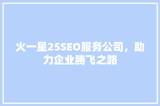 火一星25SEO服务公司，助力企业腾飞之路