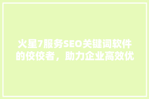 火星7服务SEO关键词软件的佼佼者，助力企业高效优化