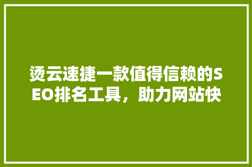 烫云速捷一款值得信赖的SEO排名工具，助力网站快速提升流量